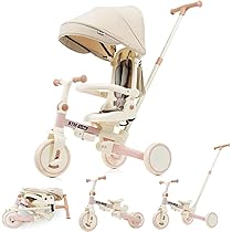 Amazon.co.jp: SOFTSEA 三輪車 子供用 手押し棒付き 折りたたみ